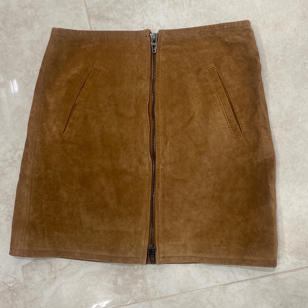Suede front zip mini skirt - blanknyc